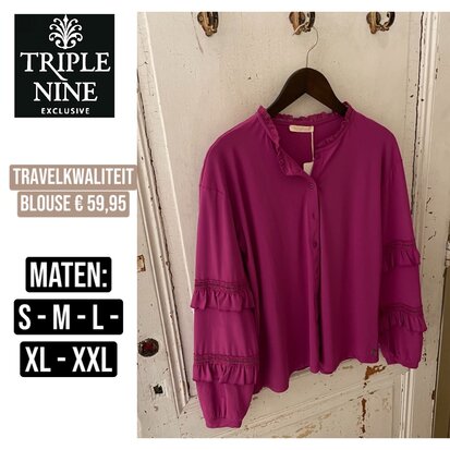 Triple Nine Travelstof blouse belle - aubergine