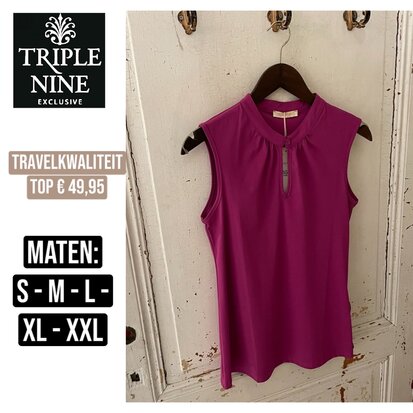 Triple Nine Travelstof top - aubergine 