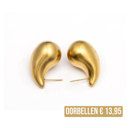 Druppel oorbellen goud matte finish