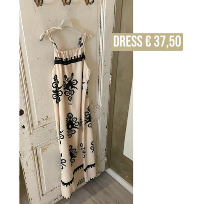 Miami print maxi dress beige