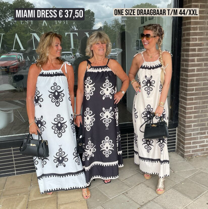 Miami print maxi dress beige