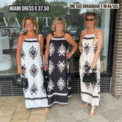 Miami print maxi dress beige