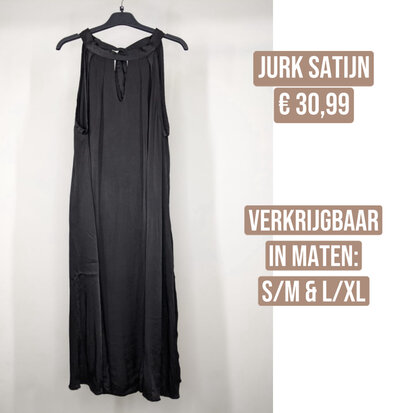 Halter V-hals jurk viscose zwart