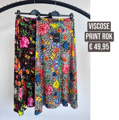 Sevanna viscose rok print 0.1 zwart