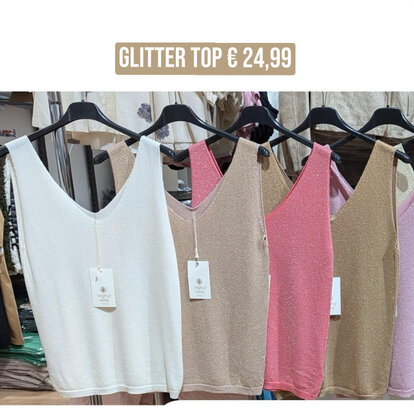 Glam glitter top - offwhite