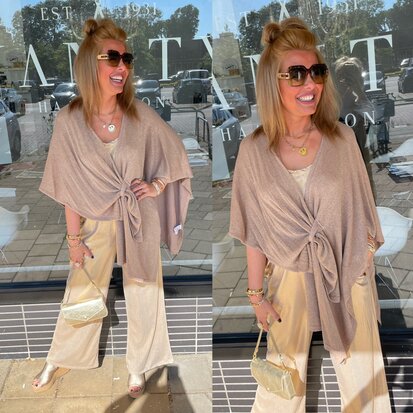 CAMEL Viscose glitter omslag sjaal/poncho 