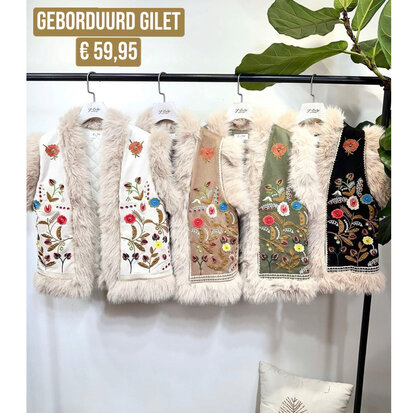 Esmee geborduurd gilet - army