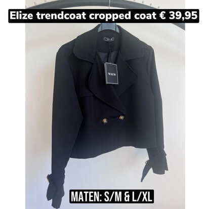 Elize trendcoat cropped coat zwart