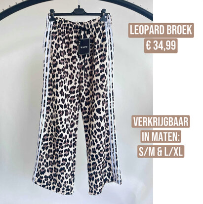 LEOPARD Wauw WIDE leg broek witte bies