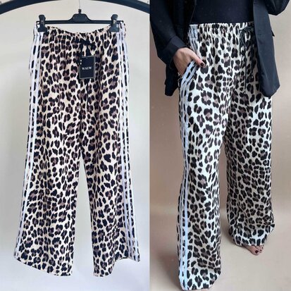 LEOPARD Wauw WIDE leg broek witte bies