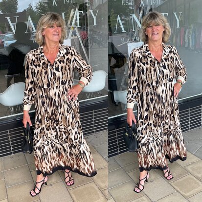 Dress Anna Leopard zwart