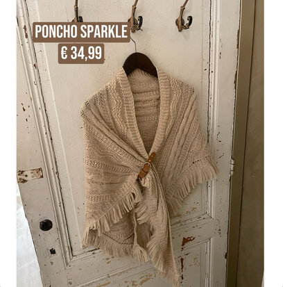 Viola glitter omslag sjaal/poncho beige