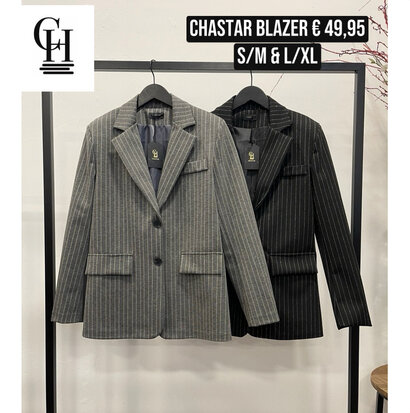 Chastar glitter krijtstreep blazer grijs