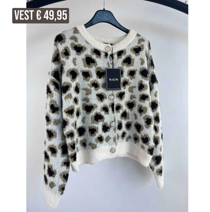 Beau leopard vest goud/zwart