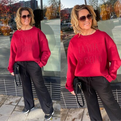 LA VITA sweater donker rood