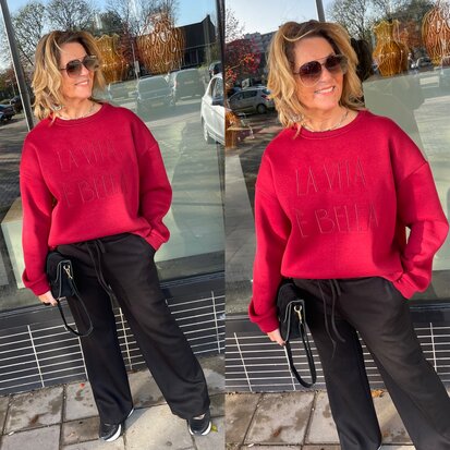 LA VITA sweater donker rood