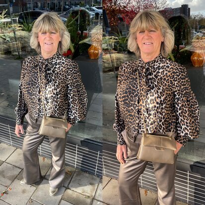 Azzurro blouse travelstof leopard print