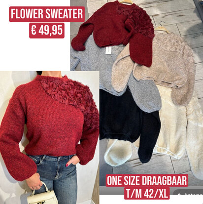 Flower sweater - bordeaux