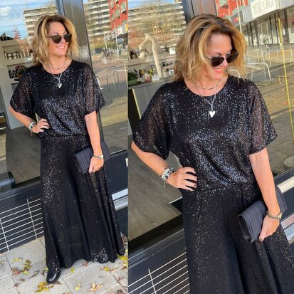 Wauw Glitter top zwart