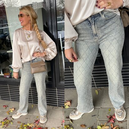 GLITTER WIDE LEG jeans lichte wassing