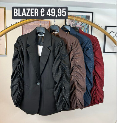 Blazer met bling mouw zwart