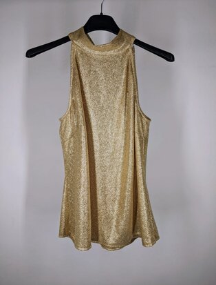 Halter V-hals top lurex goud