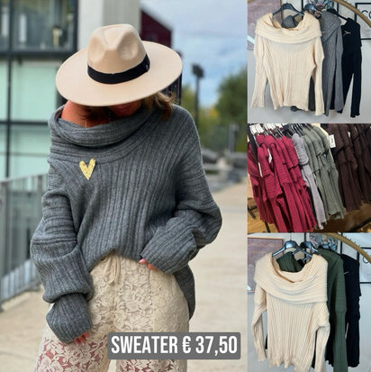 SHOULDER RIB sweater beige