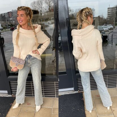 SHOULDER RIB sweater beige