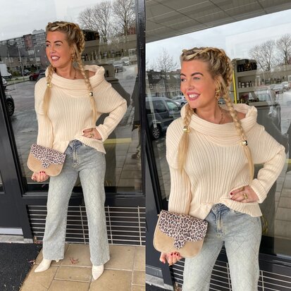 SHOULDER RIB sweater beige