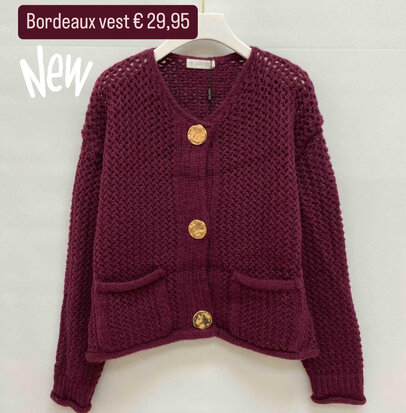 Gouden knopen vest bordeaux