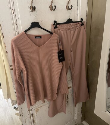 Sam rib sweater oud roze