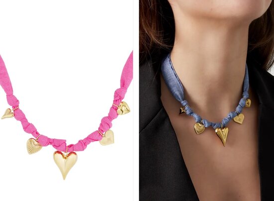 Ketting color bliss heart - Fuchsia