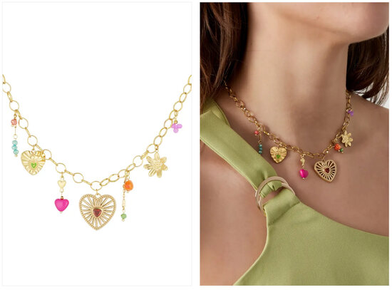 Bedelketting heart jam - Goud kleur