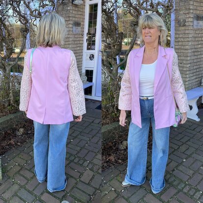 Blazer met panter mouwen - Roze