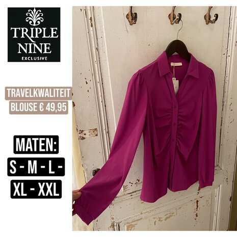 Triple Nine Travelstof blouse 0.1  - aubergine 