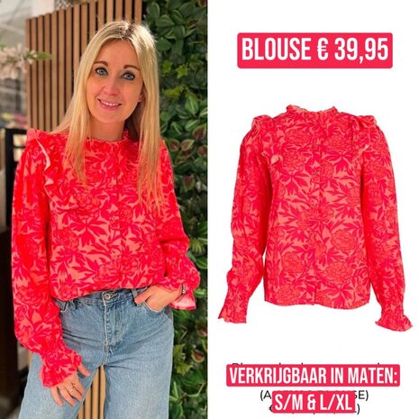 Azzurro blouse - marie print oranje/peach