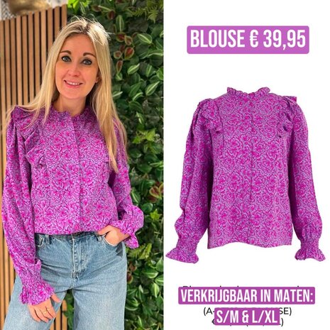 Azzurro blouse - petra print lila/roze