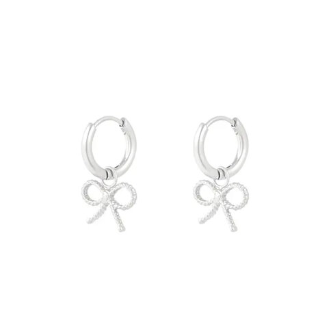 Oorbellen bow ring basic - zilver