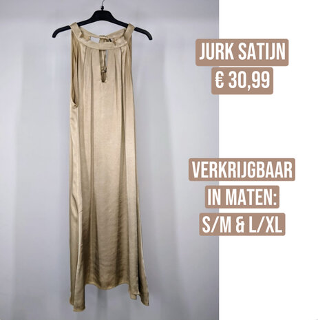 Halter V-hals jurk viscose goud