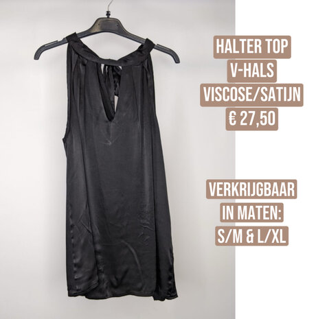 Halter V-hals top zwart