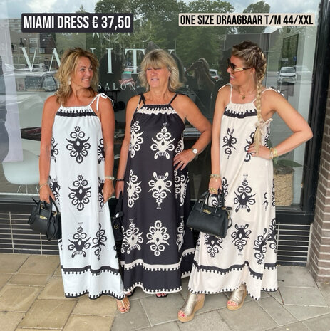 Miami print maxi dress beige