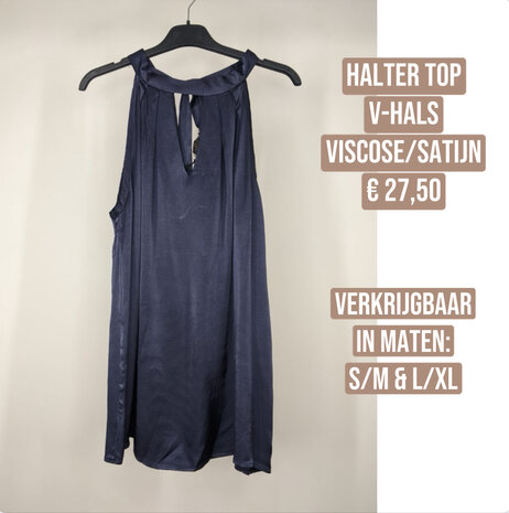 Halter V-hals top navy blauw