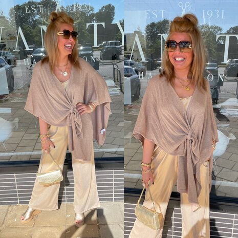 CAMEL Viscose glitter omslag sjaal/poncho 