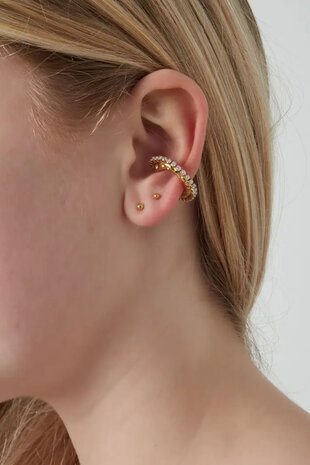 Ear cuff met strass - goud