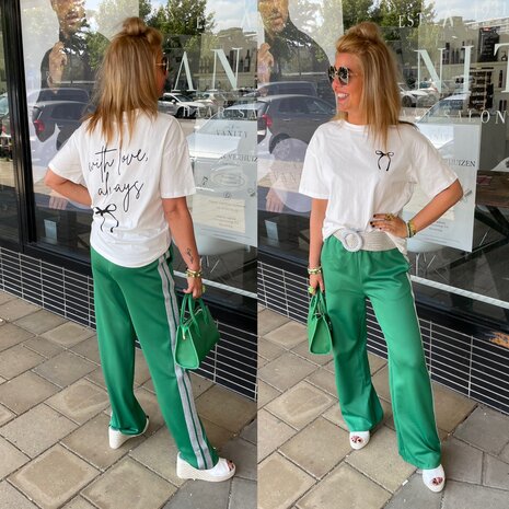 Gestreepte must have broek - groen