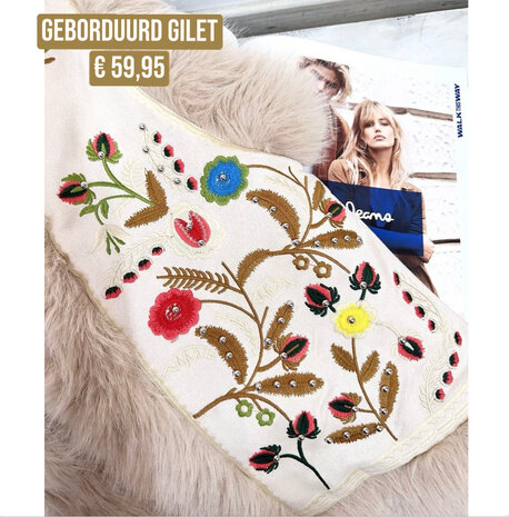 Esmee geborduurd gilet - zwart