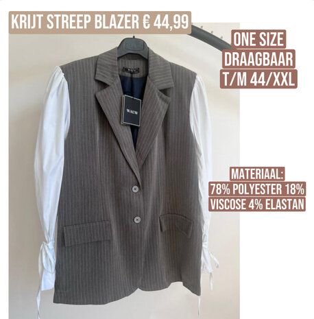 Krijtstreep blazer met mouw grijs