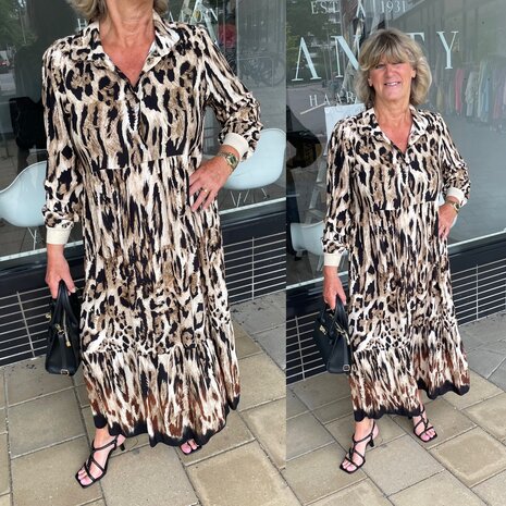 Dress Anna Leopard zwart