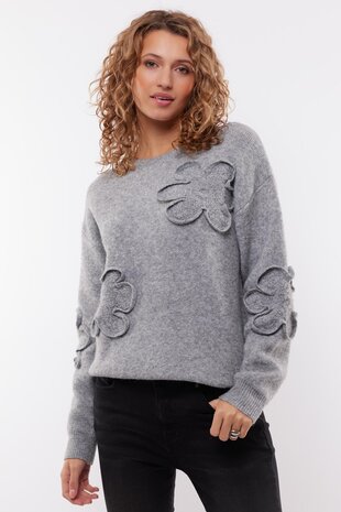 C&S Dinja knit trui grijs melange