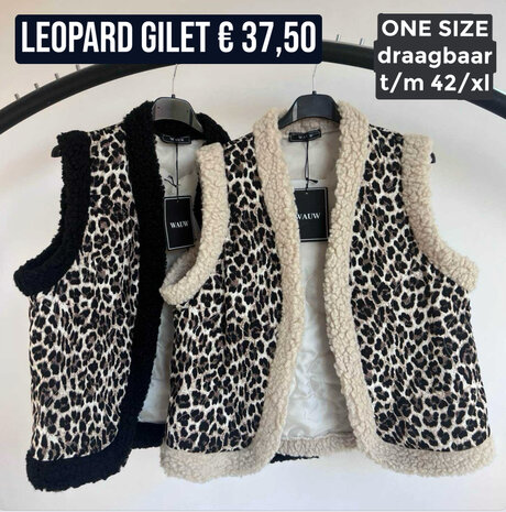 Teddy leopard gilet - beige